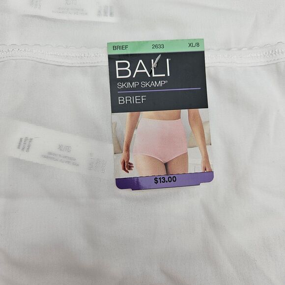 3 Bali Skimp Skamp Brief Panty XL 8 Full Coverage Nylon Panties NWT 2633 - Picture 2 of 4